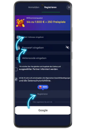 Registrierungsformular mit Schweizer Flagge