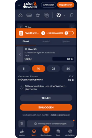 Screenshot des Wettschein-Erstellungsprozesses