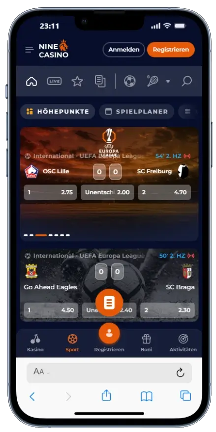 Nainkazino Sportwetten-App