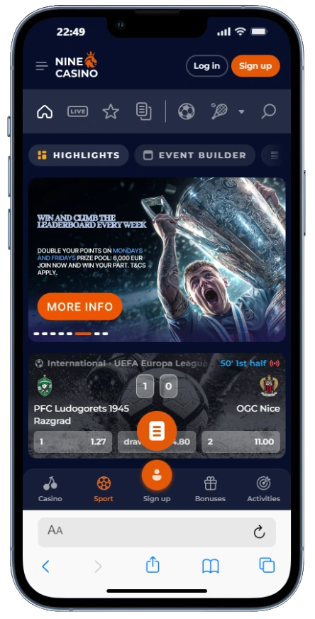 ninecasino betting app